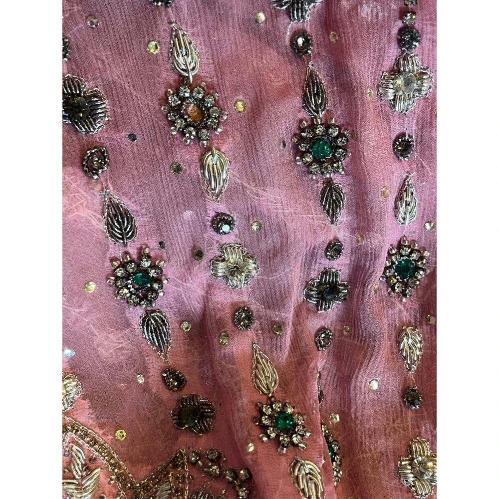 Handmade Pink Sheer Open Front Duster Vest Maxi – Heavy Jewel &  Bead Embroidery